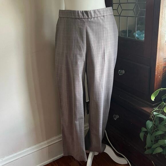 Vintage Gray Plaid Pull-On Elastic Waist Pants Size L Petite Slacks Bootcut Work - Picture 3 of 17
